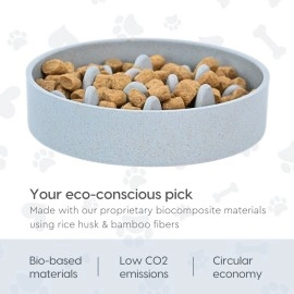 Eha Earth-Friendly Slow Feeder For Dogs|Dog Bowl Small|400 Ml|Pet Bowl Made With Rice Husk And Bamboo Fibers|Dog Food Bowl|1 Unit|Azure,15X15X4.5 Cm
