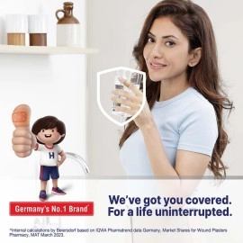 Hansaplast Antiseptic Washproof Bandage for injury & wounds | 100 Strips | First Aid | Water resistant | Provides Comfort to the Wound in Water | For Kids & Adults