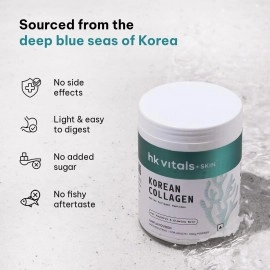 HealthKart HK Vitals Pure Korean Skin Marine Collagen Powder - Type 1 Collagen Supplement for Women & Men, Promotes Healthy Skin, Hair & Nails (Unflavoured, 200 g)