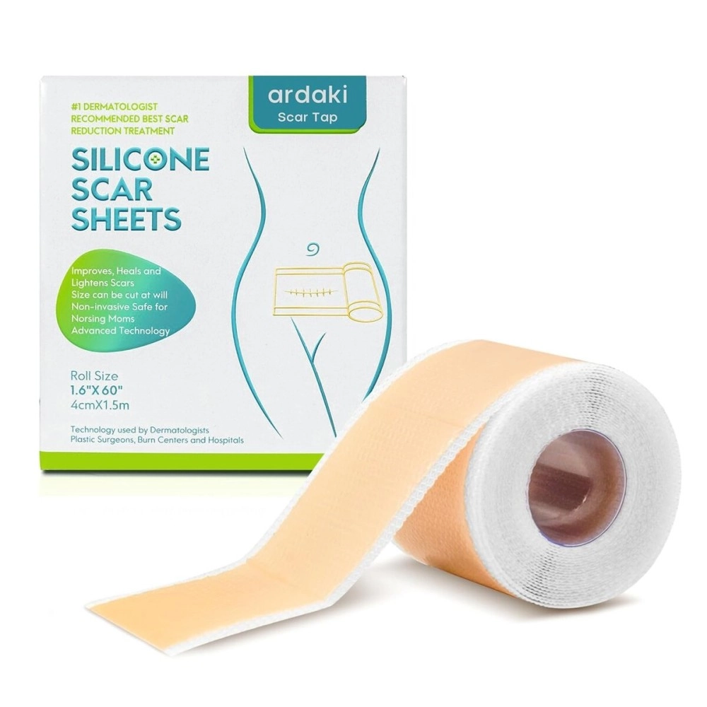 ARDAKI Silicone Scar Sheets,Silicone Scar Tape,Scar Tape For Surgical Scars,Silicone Scar Removal Strips For Surgical,C-Section,Tummy Tuck,Keloid Scars,Acne Scars, Reusable (1.6X 60 Roll-1.5M)