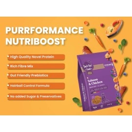 Bark Out Loud by Vivaldis - Adult Dry Cat Food Chicken & Salmon 1 Kg, protein-packed immunity, growth & development booster, contributes to healthy heart, skin, coat and eye.