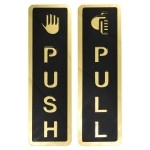 Buzz Cool Acrylic Gold Push Pull Stickers For Glass Door, Wooden Door | Self Adhesive Sticker | Push and Pull Signage Stickers for Hospital Malls Office Businesses