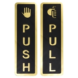 Buzz Cool Acrylic Gold Push Pull Stickers For Glas..
