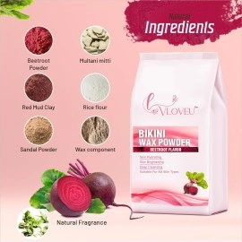 VLOVEU Bikini Wax Powder for Women, Wax Powder for Hair Removal, Herbal Wax powder for instant Hair Remover All Types of Hair, No Pain, No Side Effects (Beetroot) 120 Gm (Pack of 1)
