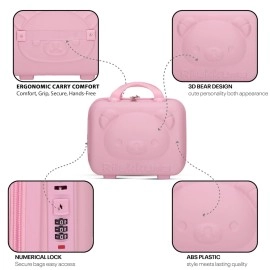 SIBY ABS Plastic Hard Shell Cosmetic Organizer Bag for Women | Portable Travel Cosmetics Storage Case with Mirror and Zipper Lock | Makeup Organizer Suitcase Bag for Girls (Pink)