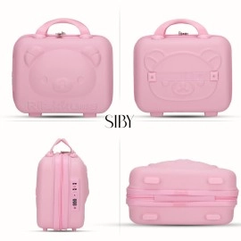SIBY ABS Plastic Hard Shell Cosmetic Organizer Bag for Women | Portable Travel Cosmetics Storage Case with Mirror and Zipper Lock | Makeup Organizer Suitcase Bag for Girls (Pink)