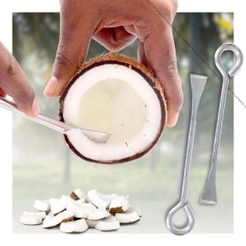KITCHFREND Stainless Steel Coconut Slicer Tool for Kitchen | Coconut White Remover, Opener, Grater, Cutter, Scraper | Kitchen Accessories Items for Home | Thengai Thuruvi Tool Pack of -2