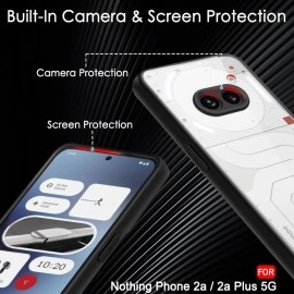 TheGiftKart Ultra-Hybrid Shockproof Back Cover Case for Nothing Phone 2a / 2a Plus 5G | Camera Protection Bump | Hard Back Cover for Nothing Phone 2A (PC & TPU, Crystal Clear Back, Black Sides)