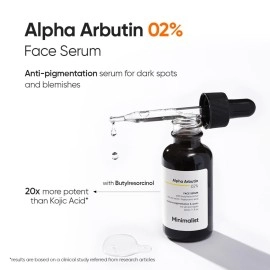 Minimalist 2% Alpha Arbutin Serum for Pigmentation & Dark Spots Removal | Anti-pigmentation Face Serum with Hyaluronic Acid to Remove Blemishes, Acne Marks & Tanning (10 ml (Pack of 1))