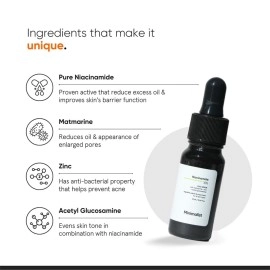 Minimalist 10% Niacinamide Face Serum for Acne Marks, Blemishes & Oil Balancing with Zinc | Skin Clarifying Anti Acne Serum for Oily & Acne Prone Skin (10 ml (Pack of 1))