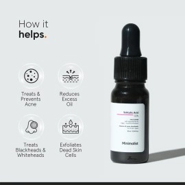 Minimalist 2% Salicylic Acid Serum For Acne, Blackheads & Open Pores | Reduces Excess Oil & Bumpy Texture | BHA Based Exfoliant for Acne Prone or Oily Skin | 10 ml