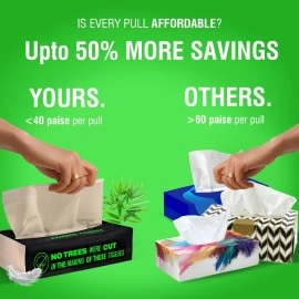 Beco Bamboo Soft Facial Tissue | 12 Packs - 100 Pulls Each | Total 1200 Sheets | 2-Ply Natural and Ecofriendly Tissues | Soft and Absorbent