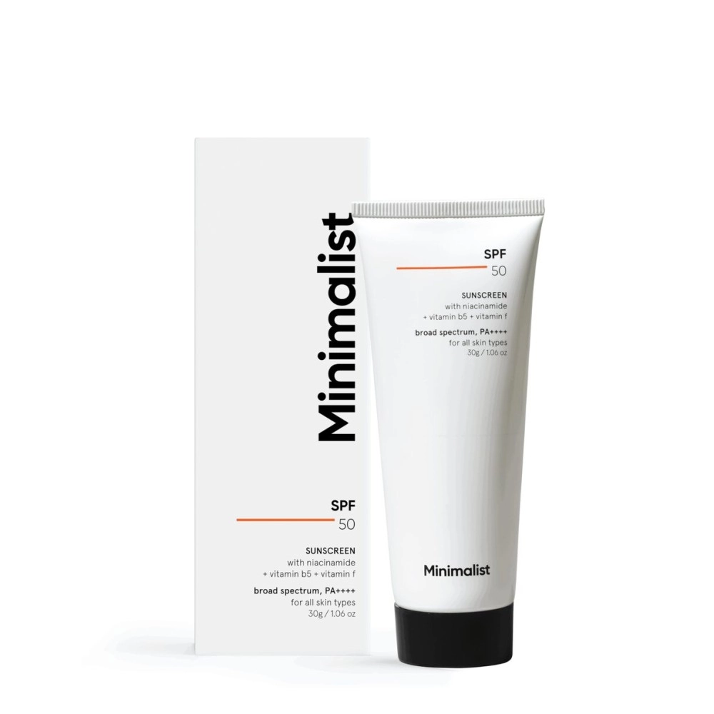 Minimalist Sunscreen SPF 50 PA++++ | Clinically Tested in US (In-Vivo) | Lightweight with Multi-Vitamins | No White Cast | Broad Spectrum | For Women & Men | 30g