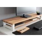 carpentray 100cm Long Wooden Computer Monitor Stand, Monitor Riser Desk Shelf Desktop Stand TV Laptop Riser (100x20x10cm)(100cm Long, Dual Shelf)