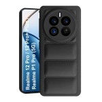 CEDO Realme 12 Pro / 12 Pro+ Plus/Realme P1 (5G) Back Cover | Camera Bump & 360 Flexible Puff Armor Protection | Matte Soft Silicon Shock Proof Rubberised Back Case Cover (Black)