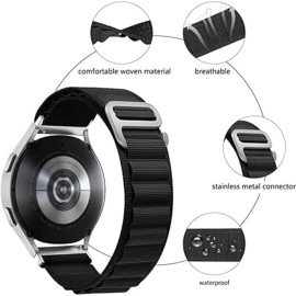 EDNITA 22mm SmartWatch Strap With Alpine Loop For Noise Colorfit Ultra/Oneplus 46mm/Samsung Galaxy Watch 3 45mm/Realme S/S Pro/ & With All 22mm Watches-Grey-Pack Of 1