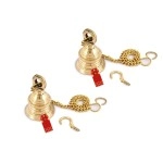 UAPAN Brass Gold Wall Hanging Bell with Chain and Hanging Hook for Home Mandir Temple Decorative I Puja Room (Pack of 2 Nos)