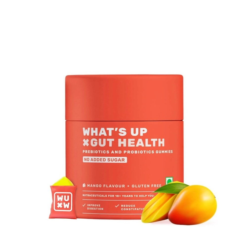 Whats Up Gut Health Supplements Gummies | Prebiotics & Probiotics Supplement | For Digestion | Constipation, Bloating, Gas & Acidity Relief Immunity | Clinically Proven Strain | 15 Days (Pack Of 1)