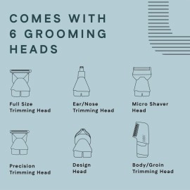 Winston All-in-One Full Body Trimmer for Men - Groom 360 | 6 in 1 Multi Grooming Trimming Kit, Nose, Beard and Body Trimmer | IPX7 Waterproof Design | 160 Min Cordless Runtime