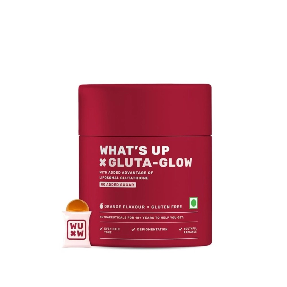 What\'s Up Wellness Gluta-Glow Gummies | Liposomal Glutathione with Vitamin C for Radiant Skin Tone | Depigmentation | Detoxification | 15 Days | Men & Women | No Added Sugar