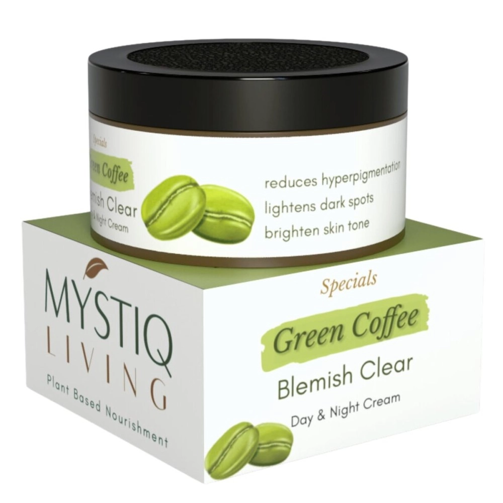 Mystiq Living Pigmentation Removal Cream | Green Coffee Blemish Clear Cream for Dark Spots on Face - 51GM | For Anti Pigmentation With Vitamin C & Niacinamide