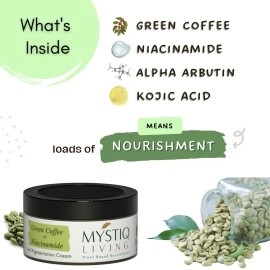 Mystiq Living Pigmentation Removal Cream | Green Coffee Blemish Clear Cream for Dark Spots on Face - 51GM | For Anti Pigmentation With Vitamin C & Niacinamide