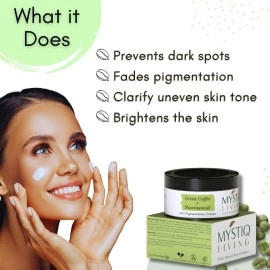 Mystiq Living Pigmentation Removal Cream | Green Coffee Blemish Clear Cream for Dark Spots on Face - 51GM | For Anti Pigmentation With Vitamin C & Niacinamide