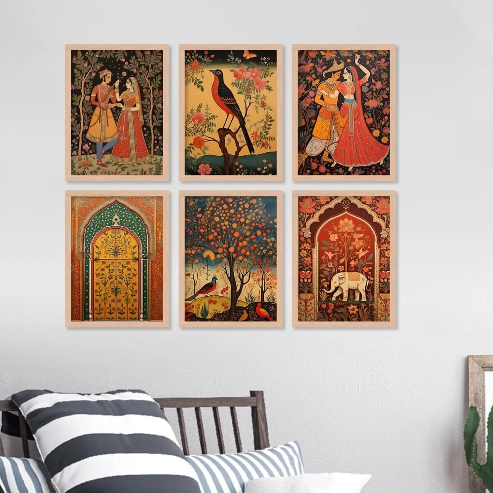 kotart Premium Digital Paintings with Frame for Home Decoration - Painting for Living Room Bedroom Office Room Decor - Painting for Wall Decoration - Pack of 6 (Combo15)