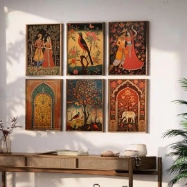 kotart Premium Digital Paintings with Frame for Home Decoration - Painting for Living Room Bedroom Office Room Decor - Painting for Wall Decoration - Pack of 6 (Combo15)