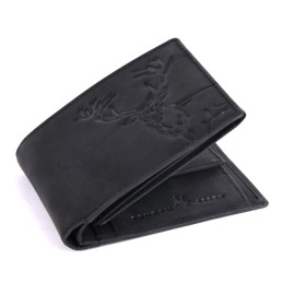 LONDON ALLEY Elk Vintage Black Men\'s Leather Wallet.