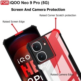 CEDO iQOO Neo 9 Pro (5G) Back Case Cover | Camera Protection Shockproof Bumper-Edge | Acrylic Crystal Clear 360 Degree Protection TPU+PC | Transparent Eagle Back Case Cover (Black)