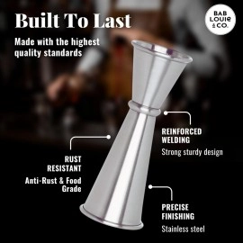 Bab Louie & Co. Double Sided Peg Measures 30/60ml | Stainless Steel Jigger Peg Measure | Bar Accessories | Double Sided Jigger Set | Cocktail Measure | Shot Glass Peg Measure