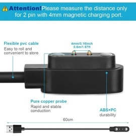 Sounce USB Magnetic Charging Cable for Noise ColorFit Pro 4 Series, Pulse 2 Max, Ultra 3, and Go Buzz Smartwatches