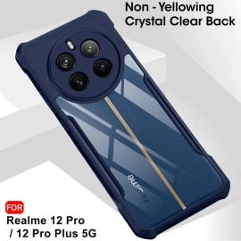TheGiftKart Shockproof Crystal Clear Realme 12 Pro / 12 Pro Plus 5G / Realme P1 Pro 5G Back Cover Case | 360 Degree Protection | Shock Proof Design | Transparent Back Cover (PC & TPU, Blue Bumper)