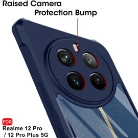 TheGiftKart Shockproof Crystal Clear Realme 12 Pro / 12 Pro Plus 5G / Realme P1 Pro 5G Back Cover Case | 360 Degree Protection | Shock Proof Design | Transparent Back Cover (PC & TPU, Blue Bumper)