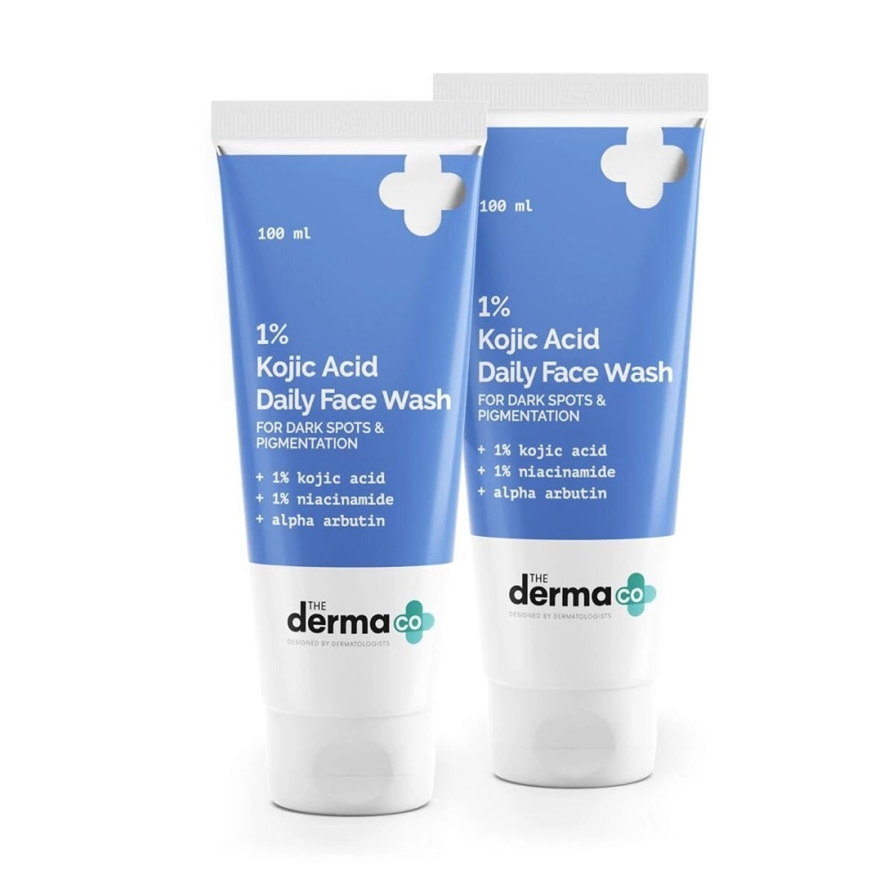 The Derma Co 1% Kojic Acid Face Wash with Niacinamide & Alpha Arbutin For Dark Spots & Pigmentation - 100ml | Pack of 2