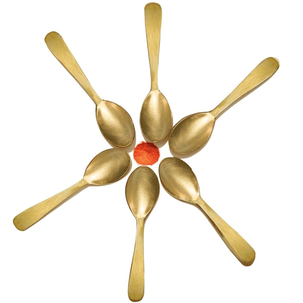 Pure Source India Brass Spoon Perfect for Spices, Coffee and Dessert Spoon (Length-3 Inch) (6 PCS)
