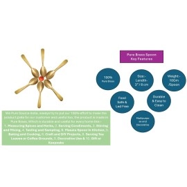 Pure Source India Brass Spoon Perfect for Spices, Coffee and Dessert Spoon (Length-3 Inch) (6 PCS)