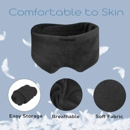 TOWINO Eye Mask for Sleeping With Adjustable Super Soft Sleeping Mask Blind Fold for Comfortable Sleep Travelling Sleep mask For women and man Sleeping Eye Mask BlindFolds for Sleeping Mask (Black)