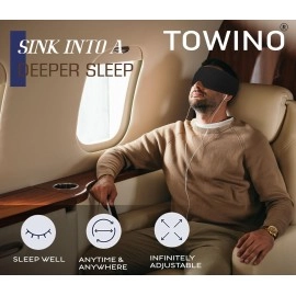 TOWINO Eye Mask for Sleeping With Adjustable Super Soft Sleeping Mask Blind Fold for Comfortable Sleep Travelling Sleep mask For women and man Sleeping Eye Mask BlindFolds for Sleeping Mask (Black)