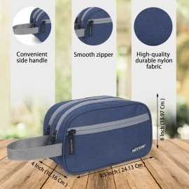 Wooum Polyester Toiletry Bag for Men & Women, Travel Pouch for Toiletries, Shaving Kit & Cosmetics, Water Resistant Organizer for Travel Accessories & Make Up (Navy Blue)