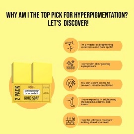 GHAR SOAPS Kojic Acid 2% Soap with Niacinamide | For Pigmentation, Sun damage, Brightening Underarm & Reduces Dark Spot | Soap for Men & Women | Suitable for All Skin Types |(Pack of 2) (100 g x 2)