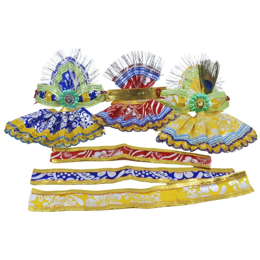 Jagannath World A Complete Dress Set for 4-inch Jagannath Deity (Pack of 9,Multicolor)
