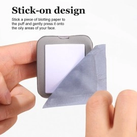MAYCREATE 100Pcs Face Blotting Paper for Oily Skin, Natural Linen Bloating Papers for Oily Face, Oil Absorbing Sheets for Face, with Built-in Mirror & Powder Puff Pad for Men and Women