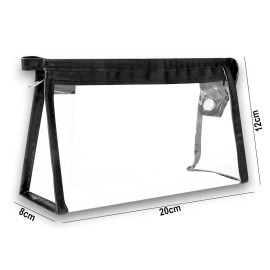 GLUN Transparent Stationary Pouch with Zipper Closing for Girls & Boys, Organizer for School, Collage, Office, Cute Cosmetic Bag for Women, Multi-Purpose White Colour Pouch Pack of 1