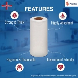 Tri-Activ Washable & Reusable Kitchen Towel Roll | 80 Pulls per Roll, 160 Sheets Pack of 2 | Highly Absorbent Kitchen Tissue Roll | Non Woven Fabric | Better alternative to Paper Tissue Roll | White