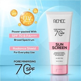 RENEE Pore Minimizing Sunscreen SPF 70 With 2% Niacinamide, 2% Peptide & 3% Multivitamins, 50Ml