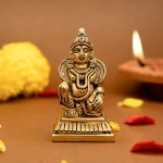 Ekhasa 100% Pure Brass Kuber Statue (7 cm) for Vastu, Car Dashboard, Pooja Room, Home Puja, Office Desk | Guberan Murti Pure Pital ki