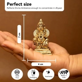Ekhasa 100% Pure Brass Kuber Statue (7 cm) for Vastu, Car Dashboard, Pooja Room, Home Puja, Office Desk | Guberan Murti Pure Pital ki