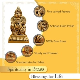 Ekhasa 100% Pure Brass Kuber Statue (7 cm) for Vastu, Car Dashboard, Pooja Room, Home Puja, Office Desk | Guberan Murti Pure Pital ki